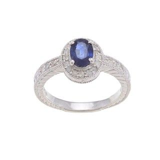 Viducci Sterling Silver Blue Sapphire and 2/5ct TDW Diamond Ring (G H