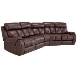 Grandview Brown Italian Leather Reclining Theater Sectional Sofa