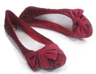 RED Leopard Pony Hair Bow Ballet Flats, 6: Shoes
