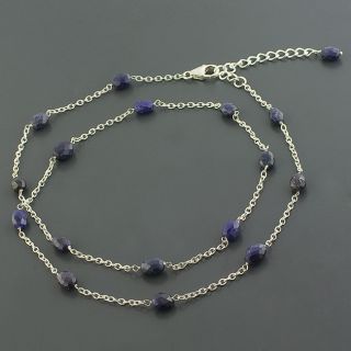 Sterling Silver Unpolished Sapphire 27 inch Necklace (India
