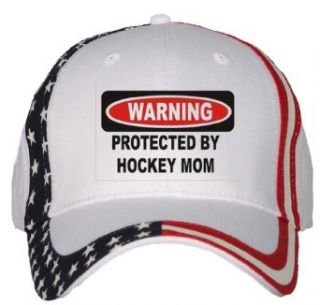 PROTECTED BY A HOCKEY MOM USA Flag Hat / Baseball Cap