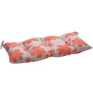 Pillow Perfect Grey/Coral Floral Tufted Outdoor Loveseat Cushion