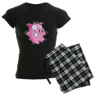 Artsmith, Inc. Womens Dark Pajamas Pig Cartoon: Clothing