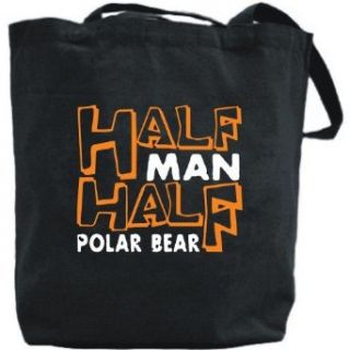 Canvas Tote Bag Black  Half Man , Half Polar Bear