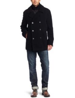 Calvin Klein Mens Wool Pea Coat with Bib Clothing