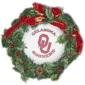 Oklahoma Sooners 22 Fiber Optic Holiday Wreath Sports