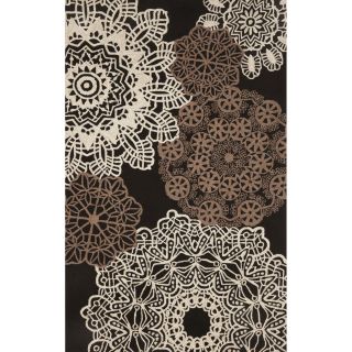 Hand hooked Black Lace Tile Rug (36 x 56)