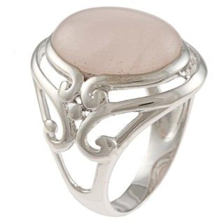La Preciosa Silvertone Created Rose Quartz Ring