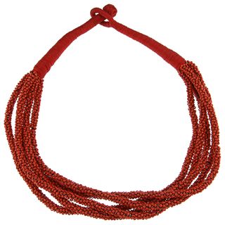 Multi Strand Beaded Tangerine Necklace (India)