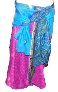 Vintage Silk Indian Warp Skirt #Midi15: Clothing