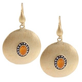 Rivka Friedman 18k Gold Overlay Esha Orange Quartzite Dangle Earrings