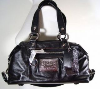 Coach Poppy Leather Duffle Satchel Bag Purse 15914 Black