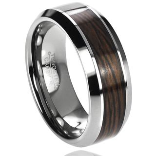 Daxx Mens Tungsten Carbide Wood Inlay Band (8 mm)