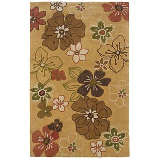 Indoor Yellow/ Brown Transitional Floral Area Rug