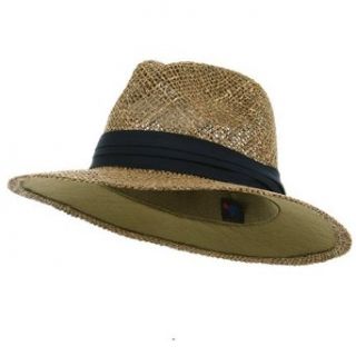 Safari Straw Hat Navy Band W35S19D Clothing