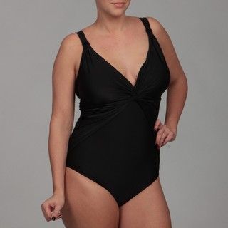 Snozo Womens Plus Size Black One piece Swimsuit