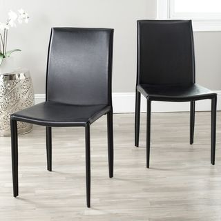 Jazzy Bonded Leather Black Side Chairs (Set of 2)