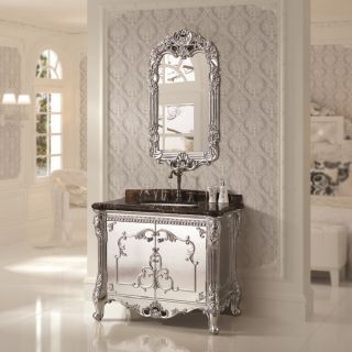 Natural Marble 39.5 inch Single Sink Bathroom Vanity with Mirror Today