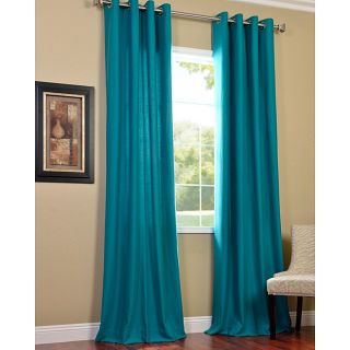 Cotenza Turquoise Faux Cotton Grommeted Curtain Panel