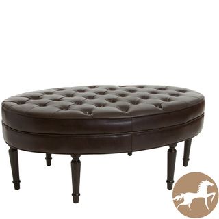 Christopher Knight Home Fielding Brown Leather Oval Ottoman