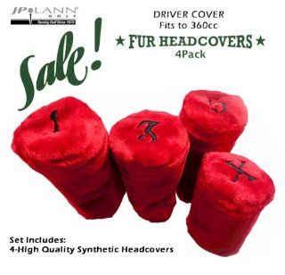 Fur Golf Club Headcovers   Red   4 Pack   Barrel Style