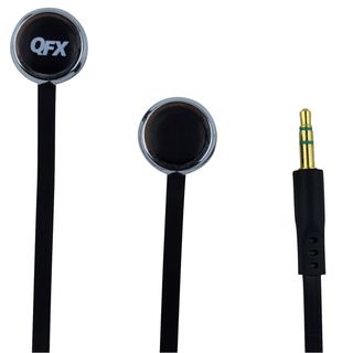 QFX H 102 Stereo Flat Cable Black Earbuds