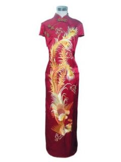 Chinese Silk Phoenix Embroidery Qipao Dress Clothing