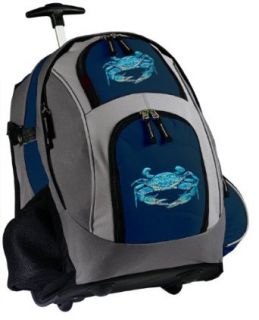 BLUE CRAB Rolling Backpack Deluxe Navy Blue Crab