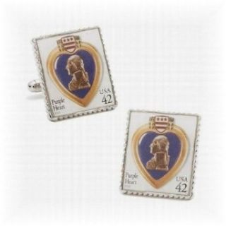 Purple Heart Stamp Cufflinks   One Size Clothing