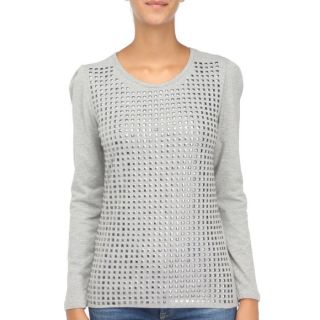 Coloris  gris chiné. T shirt CARLING Femme, 92% coton8% élasthanne