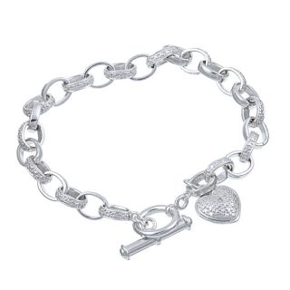 Isabella Collection Platinum over Silver Diamond Accent Heart Charm