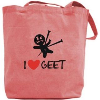 Canvas Tote Bag Pink  I Love Geet  Name Clothing