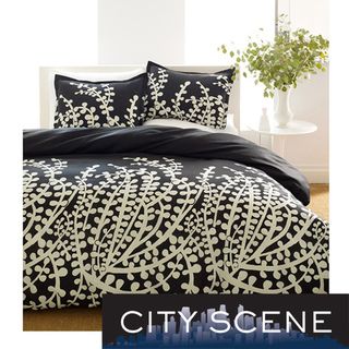 City Scene Branches Black 3 piece Comforter Set