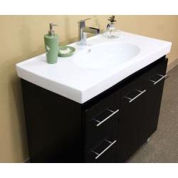 Black Wood 39 inch Single Sink Vanity with Left Side Drawers