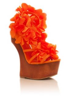 Ruffled Flower Heel Less Platforms Shoes