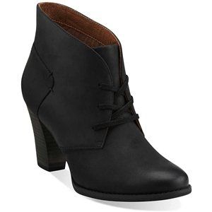 by Clarks Womens Heath Wren Bootie,Black Oily Leather,8.5 M US: Shoes