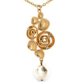 ELYA Designs Goldtone Faux Pearl Colored Stone Necklace