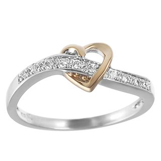 Tressa Rose Gold plated and Sterling Silver Cubic Zirconia Heart Ring