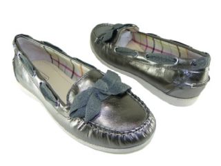  Coach Womens Carisa Metallic Calf Flat Shoes (Pewter) Shoes