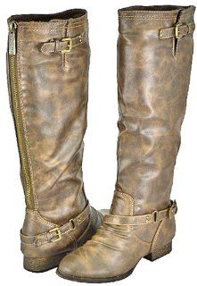 Breckelles Outlaw 91 Two Tone Brown Women Riding Boots, 6 M US Shoes