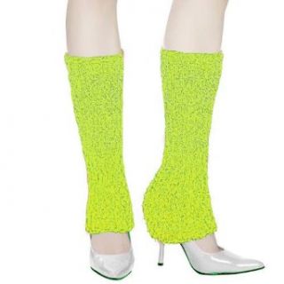 Lime Green Stretchy Wispy Knit Fuzzy Leg Warmers: Clothing