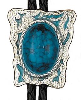 Southwestern Bolo Tie with Blue Stone: Clothing