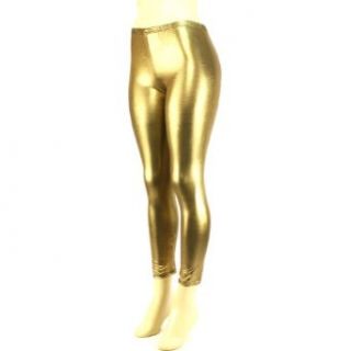 Shiny Wet Liquid Full Leggings Stretch Footless Gold