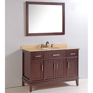 Marble Top 48 inch Single Sink Bathroom Vanity with Mirror and Faucet