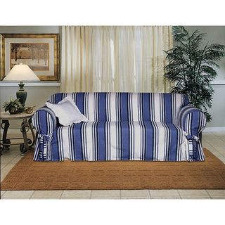 Cotton Blue Stripe Sofa 1 piece Slipcover