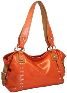 Nino Bossi Crunch Leather Studded Satchel with Top Zip