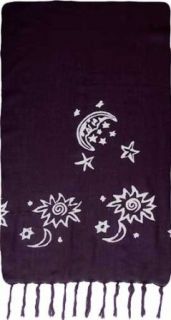Extra Long Black & White Moon & Stars Sarong Clothing