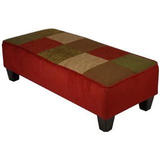 Patchwork Red Cocktail Ottoman/ Bench