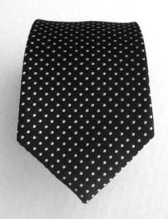100% Silk Woven Black Pindot Skinny Tie Clothing
