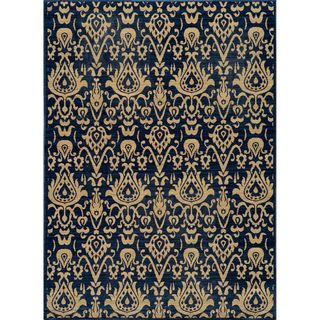 Ikat Chic Navy Wool Rug (53 x 79)